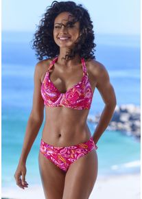 Vivance Damen Bikini-Hose "Pretty", pink, Gr. 36, bedruckt, Paisleymuster, kontrastfarbene Details, Recycling-Polyamid, Badehosen, mit Umschlagbund