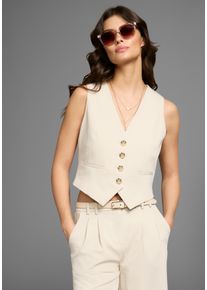 Laura Scott Damen Anzugweste, beige, feminin, Gr. 44, unifarben, Obermaterial: 80% Polyester, 16% Viskose, 4% Elasthan. Futter: 100% Polyester,