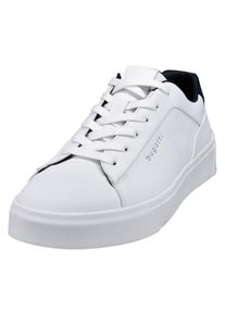 Bugatti Herren Sneaker, Gr. 43, weiß, Lederimitat, sportlich, Schuhe, Freizeitschuh, Halbschuh, Schnürer mit seitlicher Logoprägung