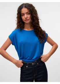 Véro Moda VERO MODA Damen Rundhalsshirt "VMAVA PLAIN SS TOP GAJRS NOOS", blau, modisch, Gr. S, unifarben, Jersey, Obermaterial: 95% Lyocell, 5% Elasthan, Shirts