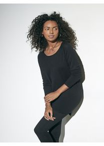 Only Damen Longpullover "ONLMILA LACY L/S LONG PULLOVER KNT NOOS", schwarz, modisch, Gr. XS, unifarben, Feinstrick, Obermaterial: 80% Viskose, 20%