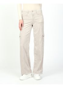 Gang Damen Stoffhose "Gang Hosen Wide Fit 94AMELIE WORKER", silber, Gr. 26, 47% Lyocell, 41% Baumwolle, 11% Polyester, 1% Elasthan, Hosen