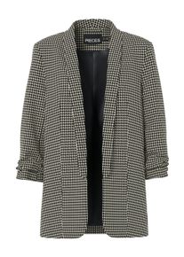 Pieces Damen Blusenblazer "PCBOSELLA 3/4 PRINTED BLAZER NOOS"weiß pepper aop:houndstooth, modisch, Gr. M, bedruckt, Web, Obermaterial: 98% Polyester,
