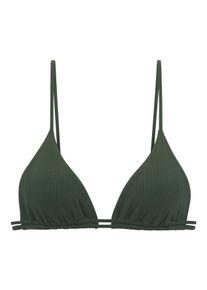 Damen Triangel-Bikini-Top "Nela", grün, Gr. 34, Copenhagen Studios, unifarben, strukturiert, Rippware, Recycling-Polyamid, Bikini-Oberteile, aus