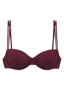 Damen Bügel-Bandeau-Bikini-Top "Nela", rot, Gr. 36, Copenhagen Studios, unifarben, strukturiert, Rippware, Recycling-Polyamid, Bikini-Oberteile, mit
