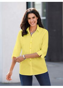 Inspirationen Damen Kurzarmbluse, gelb, Gr. 44, unifarben, 100% Baumwolle, Blusen