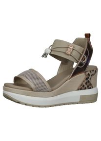 Nero Giardini Damen Keilsandalette "Nero Giardini Sandalen Lederimitat/Textil", Gr. 38, braun, Lederimitat, Textil, casual, Schuhe