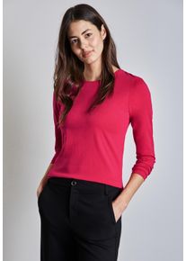 Street One Damen Langarmshirt, pink, casual, Gr. 42, unifarben, Web, 100% Baumwolle, Shirts, aus reiner Baumwolle