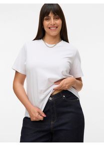 Vero Moda CURVE Damen Kurzarmshirt "VMPAULINA SS T-SHIRT GA JRS NOOS CUR", weiß, modisch, Gr. M, unifarben, Jersey, Obermaterial: 100% Baumwolle,