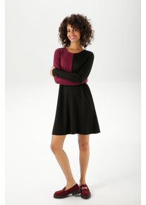 Aniston CASUAL Damen Jerseykleid, bunt, casual, Gr. 38, colorblocking, unifarben mit Farbeinsatz, Milano Rib, Obermaterial: 65% Viskose, 31%