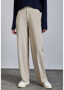 Street One Damen Stoffhose, beige, casual, Gr. 44, unifarben, Stoff, 61% Viskose, 32% Polyamid, 7% Elasthan , Hosen, High Waist