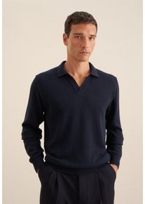 Seidensticker Herren Strickpullover "Regular", blau, Gr. M, unifarben, 70% Leinen/Flachs 30% Baumwolle, Pullover, Langarm Kragen Uni