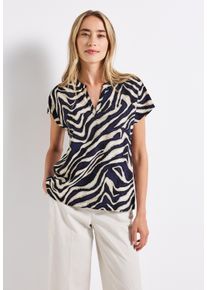 Street One Damen Kurzarmbluse, blau, casual, Gr. 46, bedruckt, Stoff, 100% Viskose, Blusen, aus softer Viskose