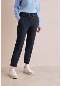 Cecil Damen Stoffhose, blau, casual, Gr. L, unifarben, Stoff, 54% Polyester, 39% Viskose, 7% Elasthan, Hosen, mit Tunnelzugband