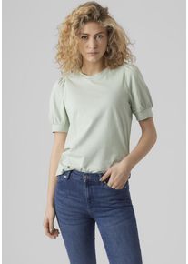 Véro Moda VERO MODA Damen T-Shirt "VMKERRY 2/4 O-NECK TOP VMA JRS NOOS", grün, feminin, Gr. XS, Jersey, Obermaterial: 100% Baumwolle, Shirts, mit