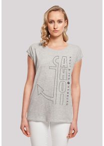 F4NT4STIC Damen T-Shirt "Ahoi Anker Outlines Knut & Jan Hamburg", grau, casual, Gr. XXXL, Obermaterial: 100% Baumwolle, Shirts, Print