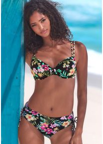 Buffalo Damen Bügel-Bikini-Top "Simba", schwarz, Gr. 36, geblümt, Animalprint, Recycling-Polyamid, Bikini-Oberteile, im angesagten Print