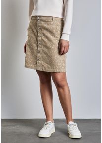 Street One Damen Cordrock, beige, casual, Gr. 42, bedruckt, Web, 53% Baumwolle, 45% Polyester, 2% Elasthan, Röcke, mit Knopfleiste