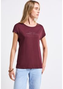 Street One Damen T-Shirt, rot, casual, Gr. 44, bedruckt, Web, 50% Baumwolle, 50% Modal, Shirts, aus Baumwolle mit Stretchante
