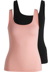 HUGO UNDERWEAR Damen Tanktop "TWIN VEST", Gr. XL, rosa, Jersey, Obermaterial: 95% Baumwolle, 5% Elasthan, casual, Tops, mit vertikalem Logoprint