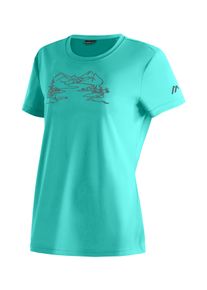 Maier Sports Damen T-Shirt "Wilma Print", blau, Gr. 38, 100% Polyester, Shirts, Damen Funktionsshirt, Freizeitshirt mit Aufdruck, Regular Fit