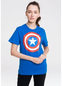 logoshirt Damen T-Shirt "Marvel Comics", blau, casual, Gr. XXL, bedruckt, 100% Baumwolle, Shirts, mit Captain America-Logo
