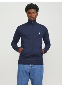 Jack & Jones JACK & JONES Herren Sweatjacke "JJEPAULOS SWEAT ZIP NOOS", blau, modisch, Gr. XS, unifarben, angeraute Sweatware, Obermaterial: 50% Baumwolle, 50%