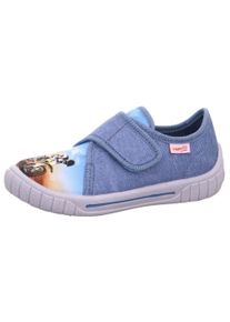 Superfit Kinder Hausschuh "BILL WMS: Mittel", Gr. 29, blau, Baumwolle, bedruckt, Leuchtgarn, modisch, Schuhe, Kindergartenschuh mit coolem Motiv,