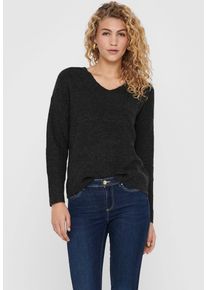 Only Damen Strickpullover "ONLCAMILLA V-NECK L/S PULLOVER KNT NOOS", grau, casual, Gr. S, meliert, Strick, Obermaterial: 74% Polyacryl, 24%