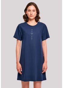 F4NT4STIC Damen Shirtkleid "Cosmic Moon Boho Line Art Bestickt", blau, casual, Gr. 5XL, Obermaterial: 100% Baumwolle, Kleider, Premium Qualität