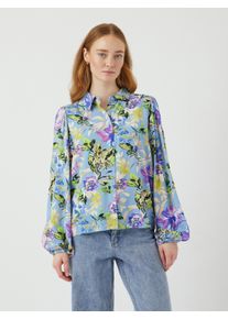 Y.A.S Damen Hemdbluse "YASASINA LS SHIRT S. NOOS"clear sky aop:alicca, modisch, Gr. 36, bedruckt, Web, Obermaterial: 100% Viskose, Blusen
