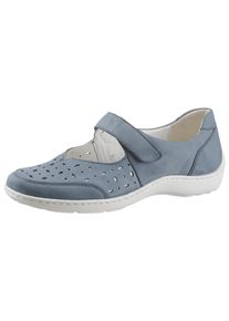 Waldläufer WALDLÄUFER Damen Ballerina "HENNI", Gr. 3,5, blau, Nubukleder, sportlich, Schuhe, Klettschuh, Komfortschuh mit Perforation, H-Weite