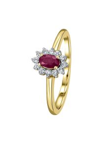 ONE ELEMENT Damen Diamantring "0,15 ct Diamant Brillant Rubin Ring aus 585 Gelbgold", 60,mit Diamant, Gelbgold 585-Diamanten, gold, Gelbgold 585,
