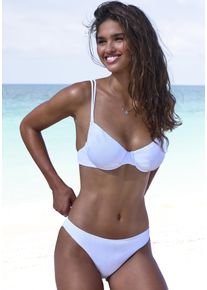 Damen Bügel-Bandeau-Bikini-Top "Nela", weiß, Gr. 44, Copenhagen Studios, unifarben, strukturiert, Rippware, Recycling-Polyamid, Bikini-Oberteile, mit
