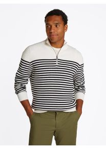Tommy Hilfiger Herren Troyer "RACKING STRUCTURE ZIP MOCK", blau, casual, Gr. L, Strick, Obermaterial: 100% Baumwolle, Pullover
