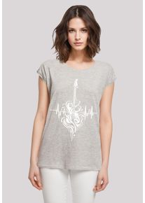 F4NT4STIC Damen T-Shirt "Gitarre Herzschlag", grau, casual, Gr. XXXL, Obermaterial: 100% Baumwolle, Shirts, Premium Qualität