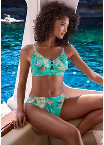 Venice Beach Damen Bikini-Hose "Sandra", blau, Gr. 38, leicht glänzend, floral, Recycling-Polyamid, Badehosen, in modischer, leicht glänzender