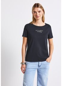 Street One Damen T-Shirtdeepwater blau, casual, Gr. 36, bedruckt, Web, 100% Baumwolle, Shirts, aus reiner Baumwolle