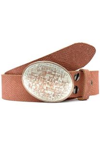 Damen Koppelgürtel, rosa, modisch, Gr. 85, RETTUNGSRING BY SHOWROOM 019, used, vintage, geprägtes Muster, Leder, Gürtel, Geprägt, Used-Look