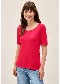 Cecil Damen T-Shirt "Style LENA"glazed apple rot, casual, Gr. XXL, unifarben, Jersey, Obermaterial: 100% Baumwolle, Shirts, mit klassischem