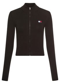 Tommy Jeans Damen Strickjacke "TJW ZIP HIGH NECK CARDIGAN EXT", schwarz, casual, Gr. XXL, unifarben, Strick, Obermaterial: 65% Baumwolle, 35%