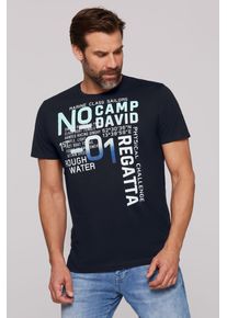 CAMP DAVID Herren Rundhalsshirt, blau, casual, Gr. XXL, bedruckt, Material: 100% Baumwolle, Shirts, aus Baumwolle