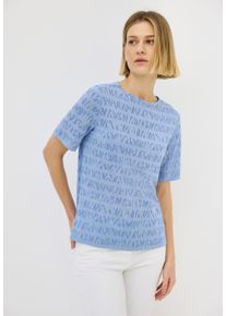 Cecil Damen Print-Shirtdeep pastel blau, casual, Gr. L, bedruckt, Web, 50% Baumwolle, 50% Polyester, Shirts, aus elastischem Materialmix