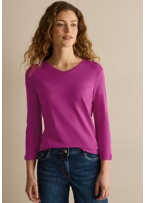 Cecil Damen Langarmshirtanemone pink, casual, Gr. XXL, unifarben, Web, 100% Baumwolle, Shirts, aus reiner Baumwolle