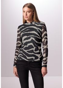 Damen Langarmshirt, grau, casual, Gr. 46, STREET ONE STUDIO, gemustert, Stoff, Oberstoff: 95% Polyester, 5% Elasthan; Unterstoff: 100% Viskose,