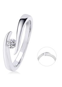 ONE ELEMENT Damen Diamantring "0,10 ct Diamant Brillant Spannfassung Ring aus 585 Weißgold", 56, Weißgold 585-Diamanten, silber, Weißgold 585,