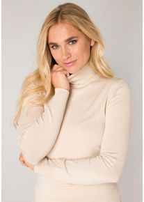 Base Level Damen Rollkragenpullover "Yuen", beige, casual, Gr. 46, Web, Obermaterial: 80% Viskose, 20% Polyamid, Pullover