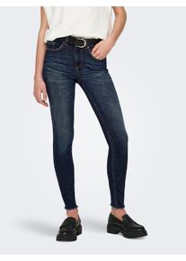 Only Damen Skinny-fit-Jeans "ONLBLUSH MID SK ANKLE RW DNM DOT245 NOOS", blau, modisch, Gr. M, unifarben, Denim/Jeans, Obermaterial: 92% Baumwolle, 6%