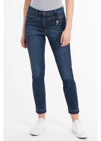 Recover Pants Damen Slim-fit-Jeans "Wiebke", blau, casual, Gr. 48, unifarben, 97% Baumwolle;3% Elasthan, Jeans, mit Stickerei auf den Gesäßtaschen
