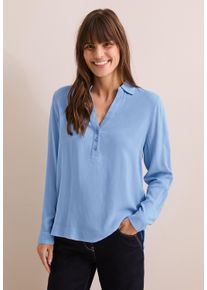 Cecil Damen Langarmbluse, blau, casual, Gr. XS, unifarben, Stoff, 100% Viskose, Blusen, aus softer Viskose